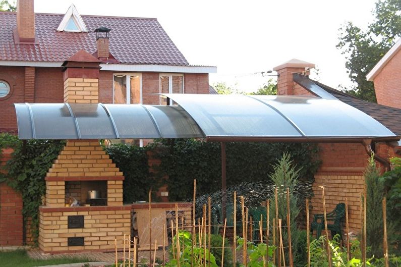 Polycarbonate gazebo with barbecue