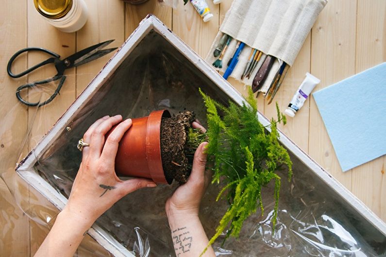 DIY flower pot from a suitcase