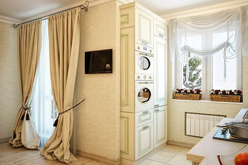 White tulle in the kitchen