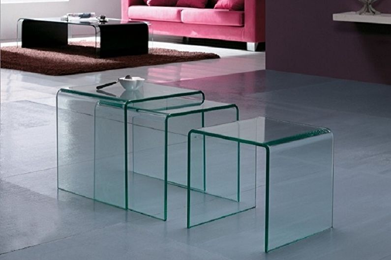 Types of glass coffee tables - Depending on the number and type of legs
