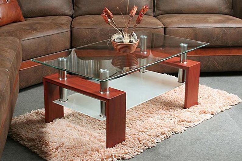 Types of glass coffee tables - Depending on size and shape
