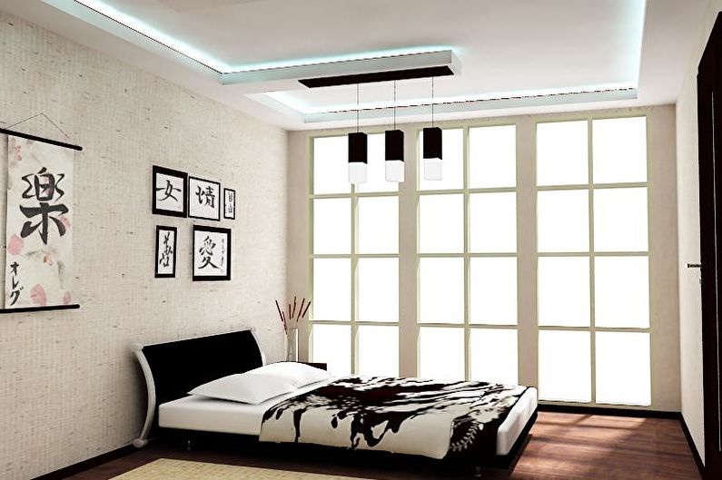 Black and White Japanese-Style Bedroom - Interior Design