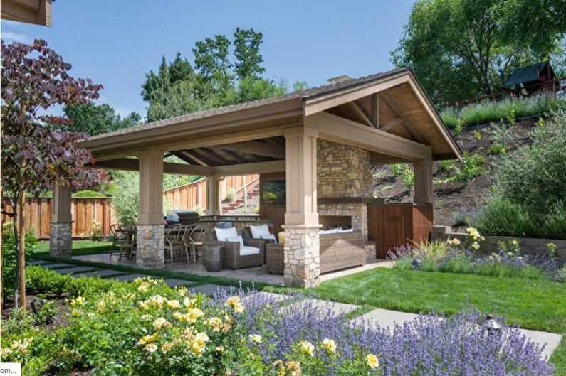 Pergolas with barbecue, stove or barbecue - photo