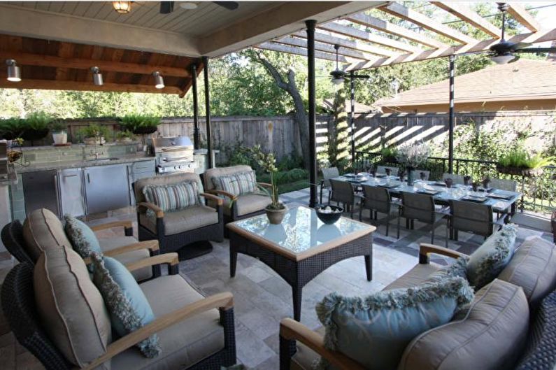 Pergolas with barbecue, stove or barbecue - photo
