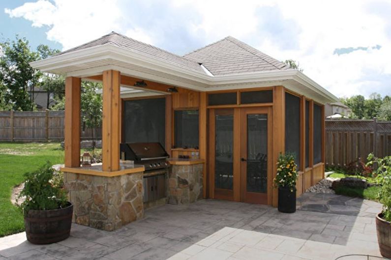 Pergolas with barbecue, stove or barbecue - photo