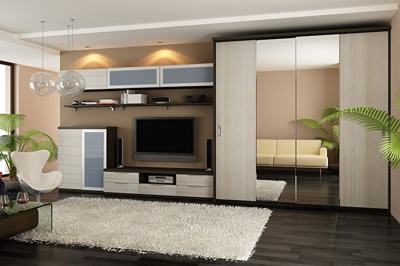 Wardrobe in the living room interior