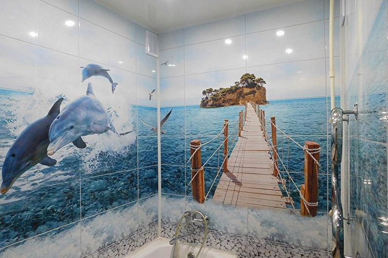 Plastic panels for the bathroom - photo