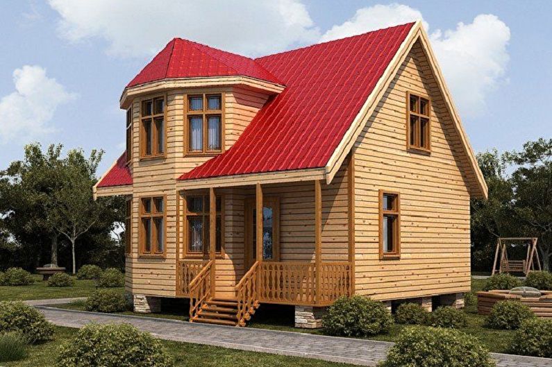 Houses made of timber with a bay window