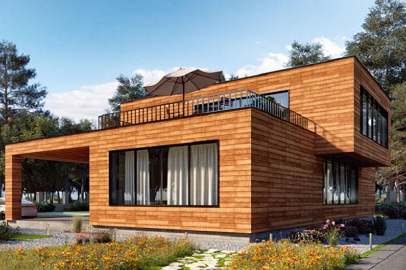 Modern flat roof beam houses
