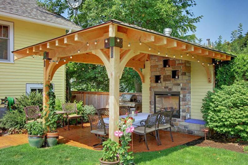 Gazebos with barbecue, stove or barbecue (65 photos)