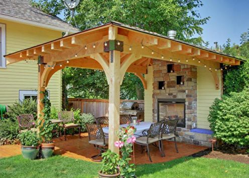 Gazebos with barbecue, stove or barbecue (65 photos)