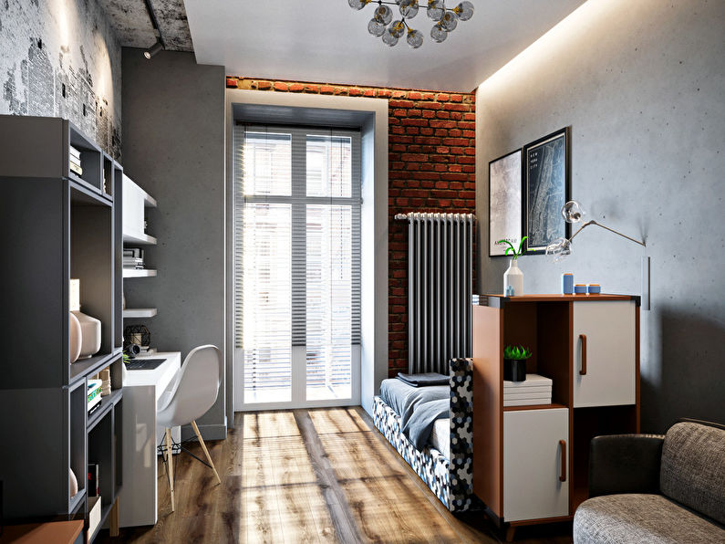 Bedroom for a student student in the loft style - photo 1