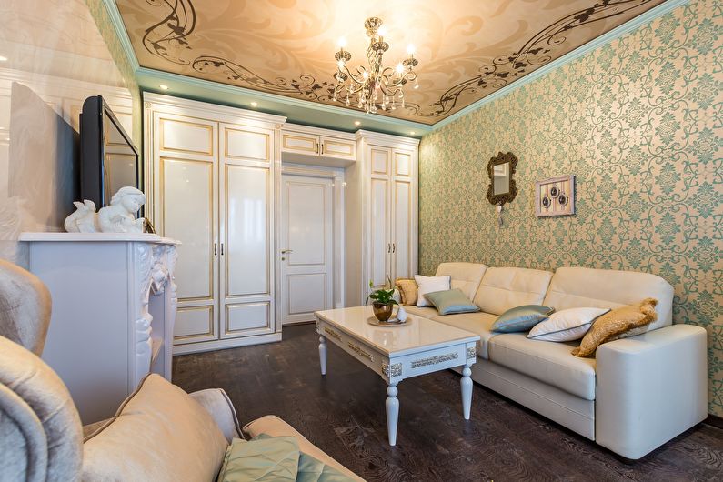 Classic-style stretch ceiling for living room