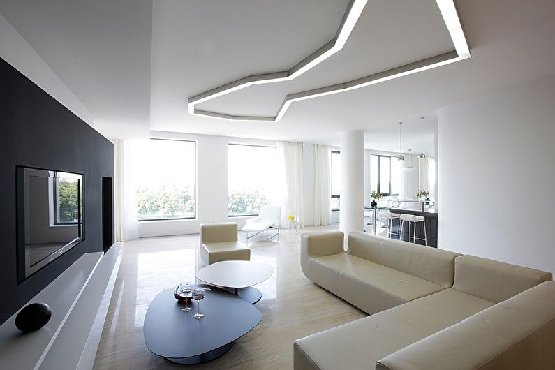 Minimalism stretch ceiling for living room