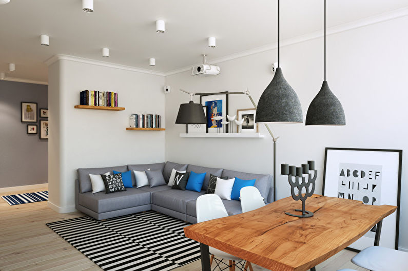 Scandinavian-style stretch ceiling for living room