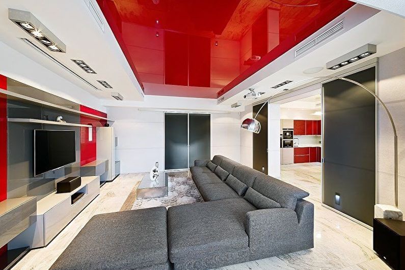 Stretch ceiling in the living room - Vivid colors