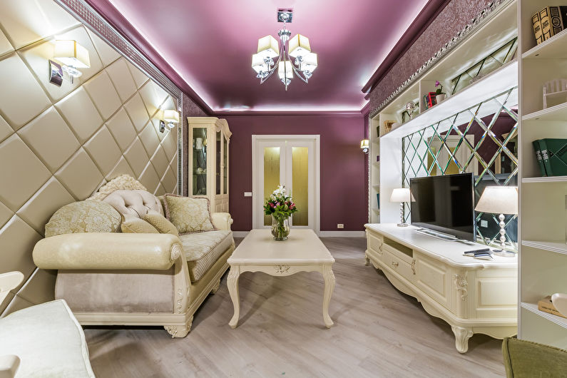 Stretch ceiling in the living room - Lighting and lighting