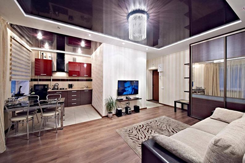 Stretch ceiling in the living room - Lighting and lighting
