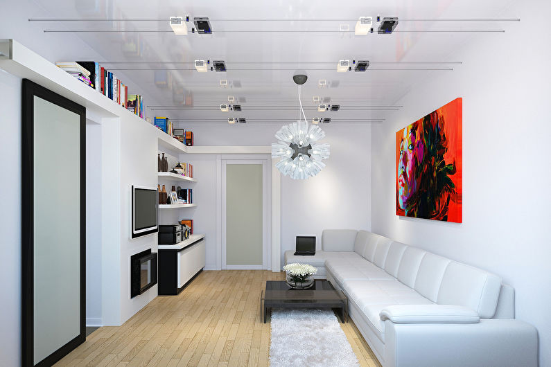 Stretch ceiling for a small living room