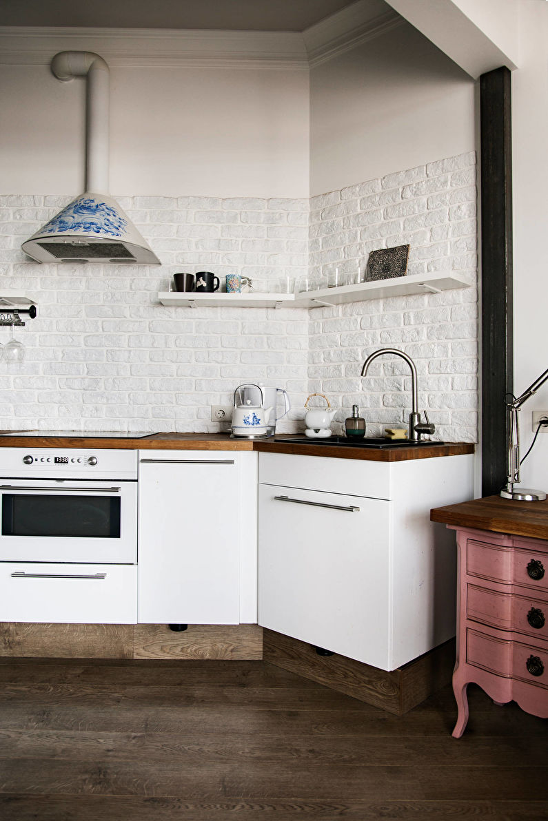 Artificial decorative stone in the kitchen