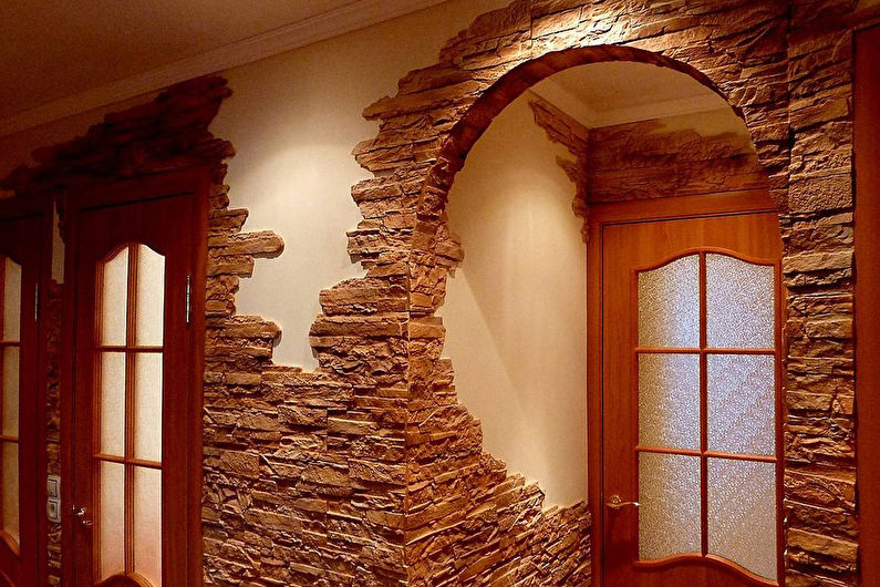 Arches and doorways made of stone in the kitchen - photo