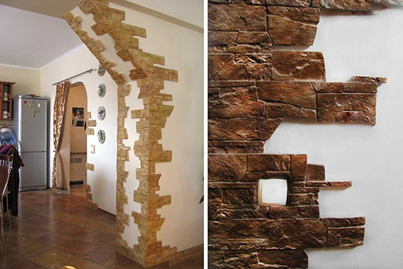 Arches and doorways made of stone in the kitchen - photo