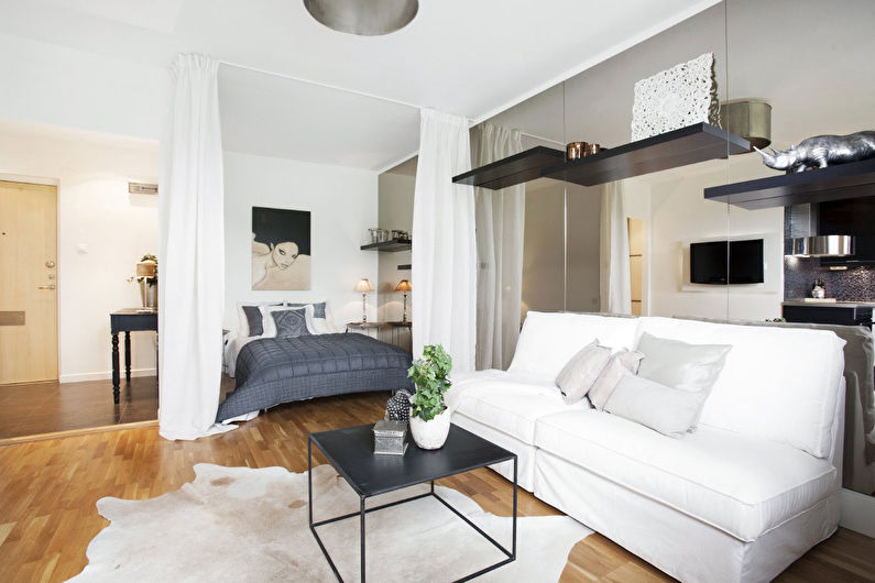 Zoning of the bedroom-living room - Textiles