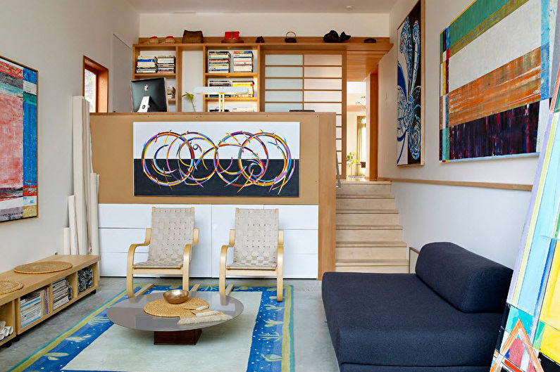 Zoning of the bedroom-living room - Podiums and second levels