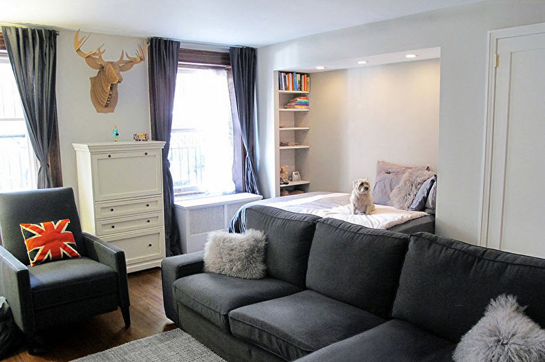 Zoning of the bedroom-living room - Furniture
