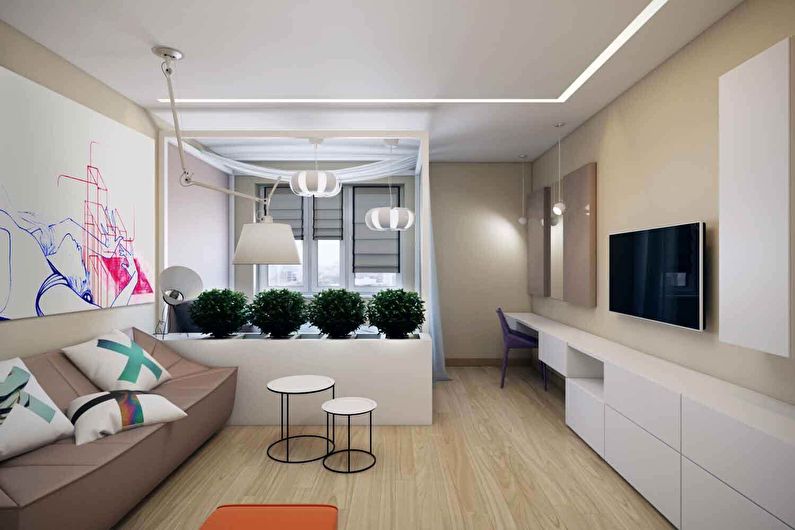 Minimalism bedroom-living room - Interior Design