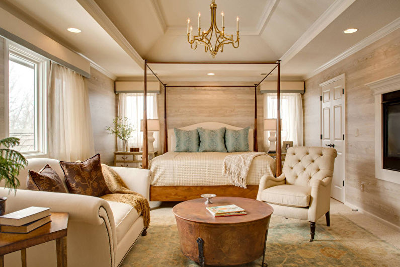 Design of a bedroom-living room - Decor and lighting