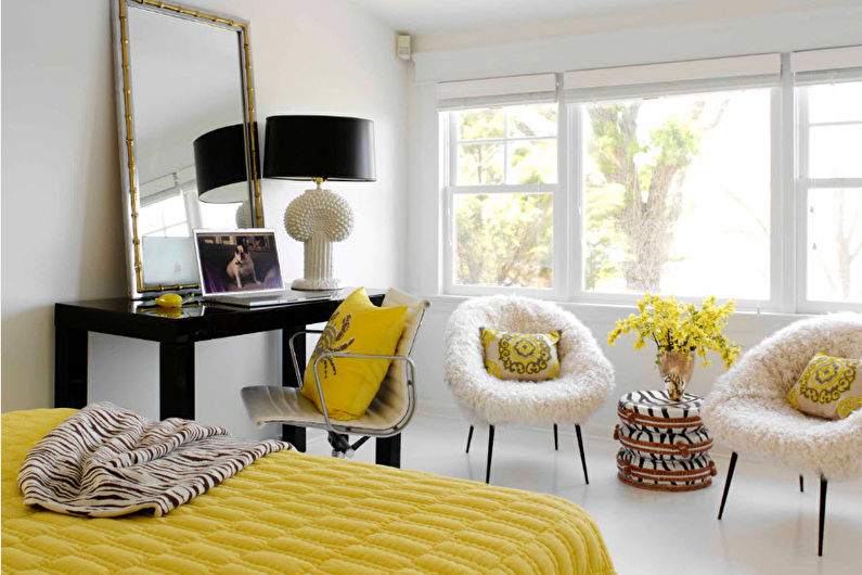 Design of a bedroom-living room - Decor and lighting