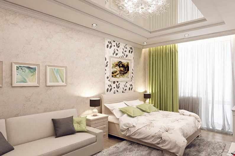 Interior design of a living room combined with a bedroom - photo