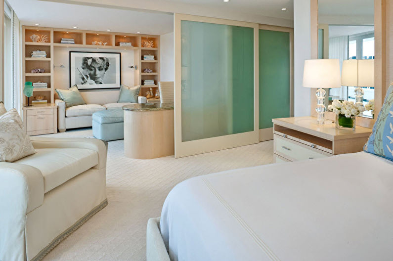 Interior design of a living room combined with a bedroom - photo