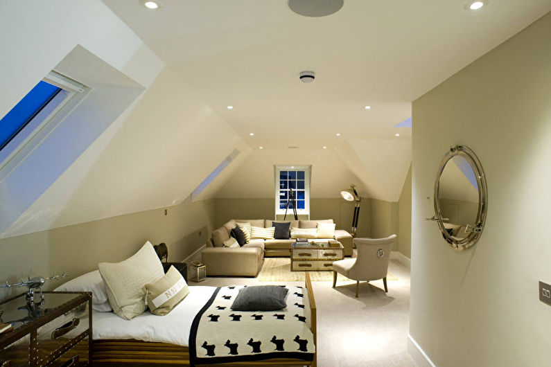 Interior design of a living room combined with a bedroom - photo