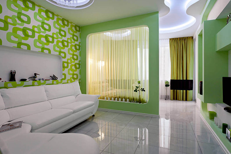 Interior design of a living room combined with a bedroom - photo