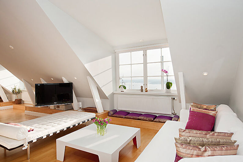 Attic living room interior design - photo