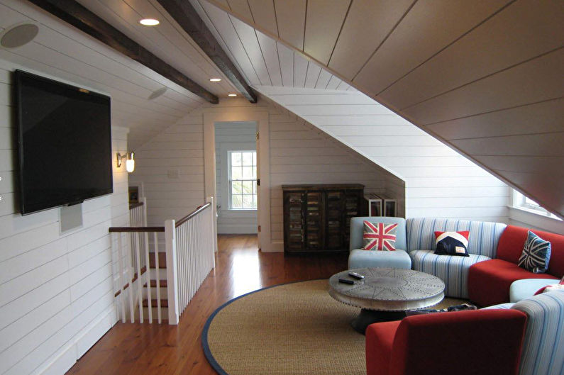 Attic living room interior design - photo