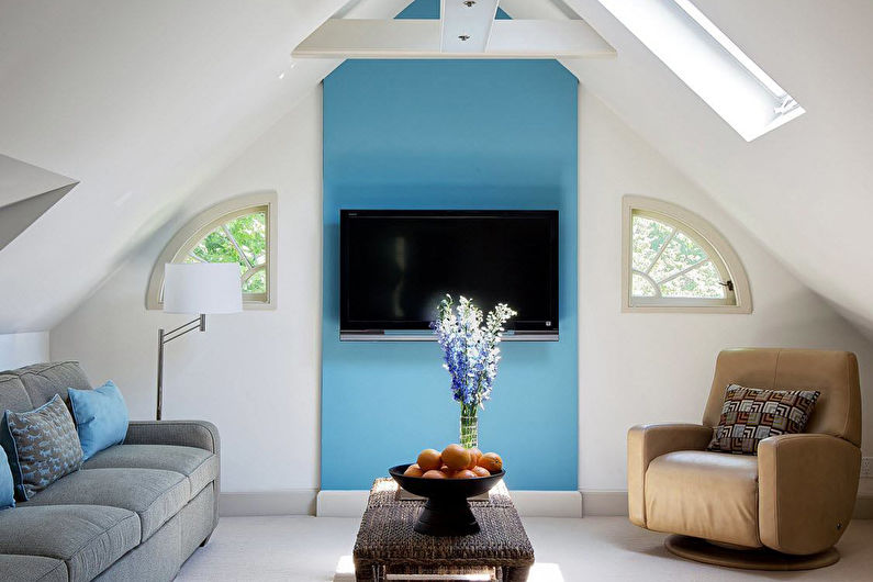 Attic living room interior design - photo