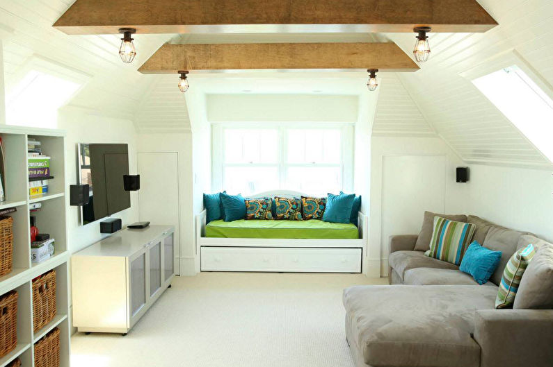 Attic living room interior design - photo