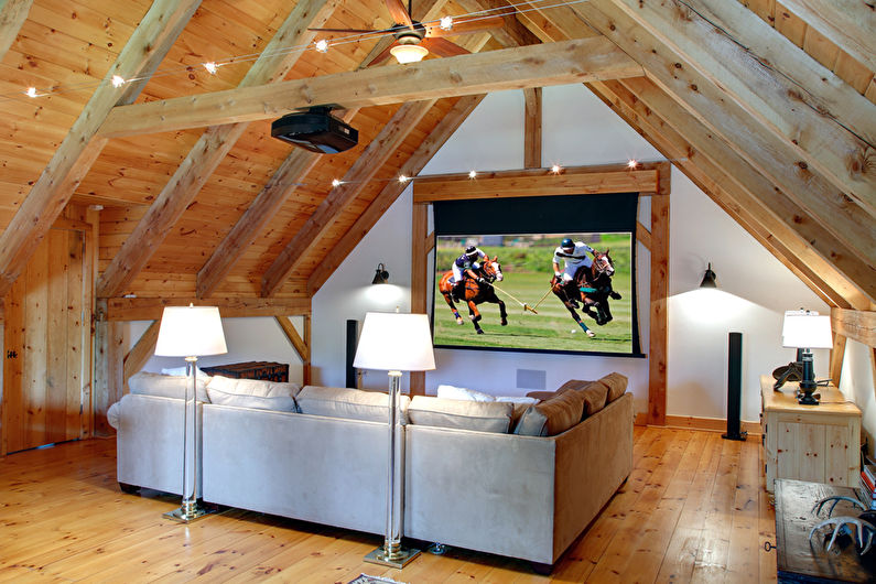 Attic living room interior design - photo