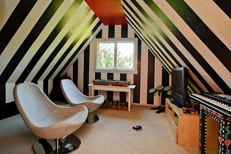 Attic living room interior design - photo