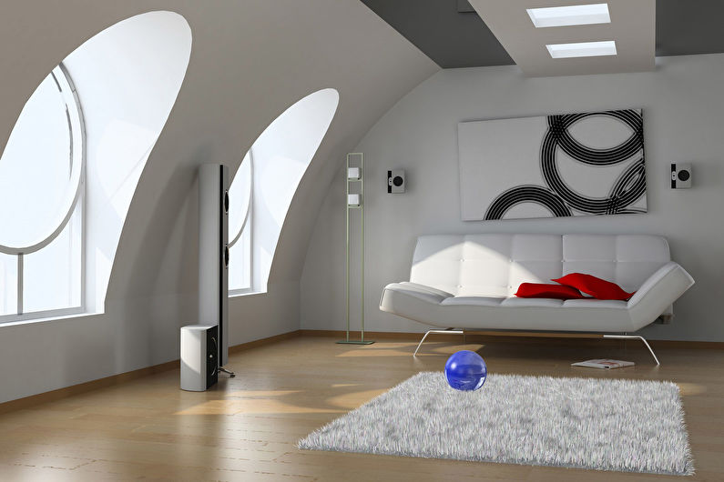 Attic living room interior design - photo