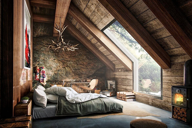 Attic bedroom interior design - photo