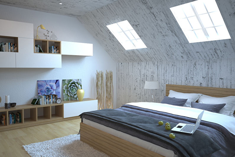 Attic bedroom interior design - photo