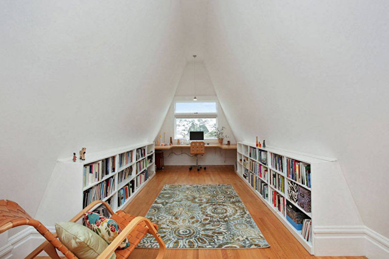 Interior design of an attic office - photo
