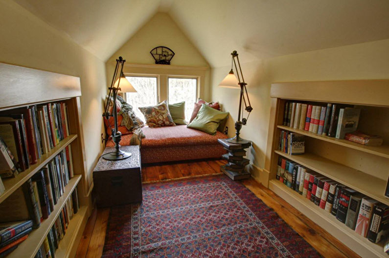 Interior design of an attic office - photo