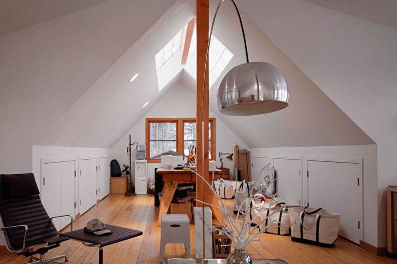 Interior design of an attic office - photo