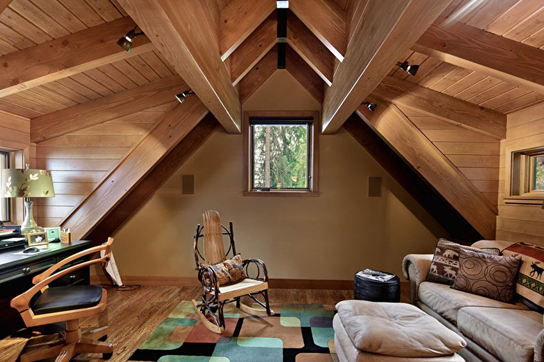 Interior design of an attic office - photo