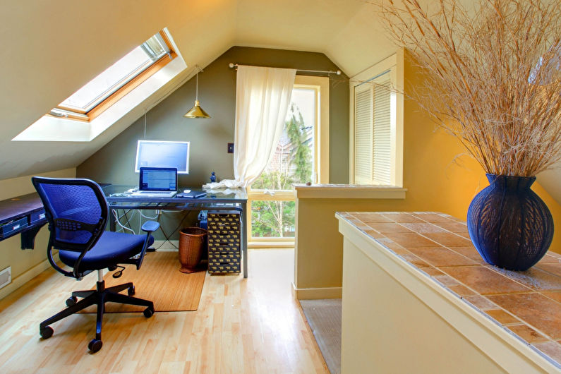 Interior design of an attic office - photo